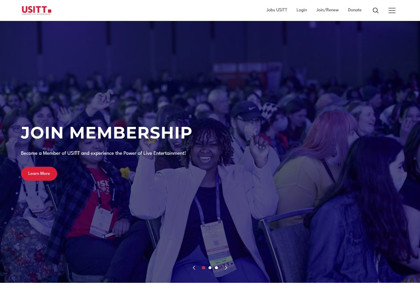 The United States Institute for Theatre Technology website screenshot