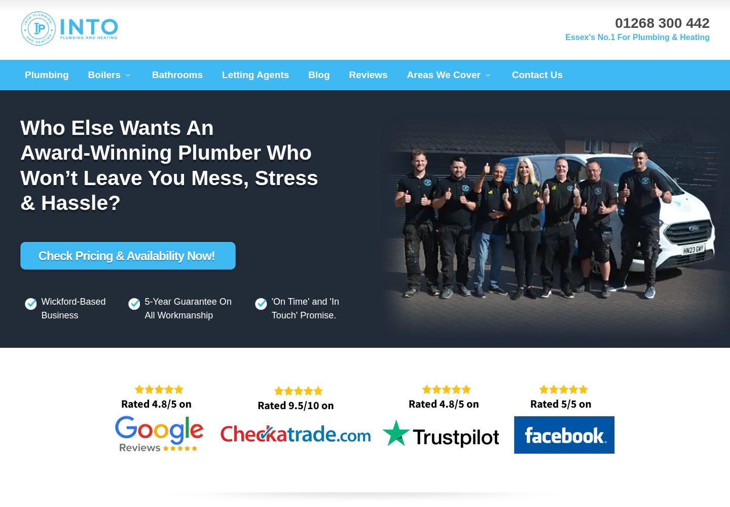 Into Plumbing and Heating website screenshot
