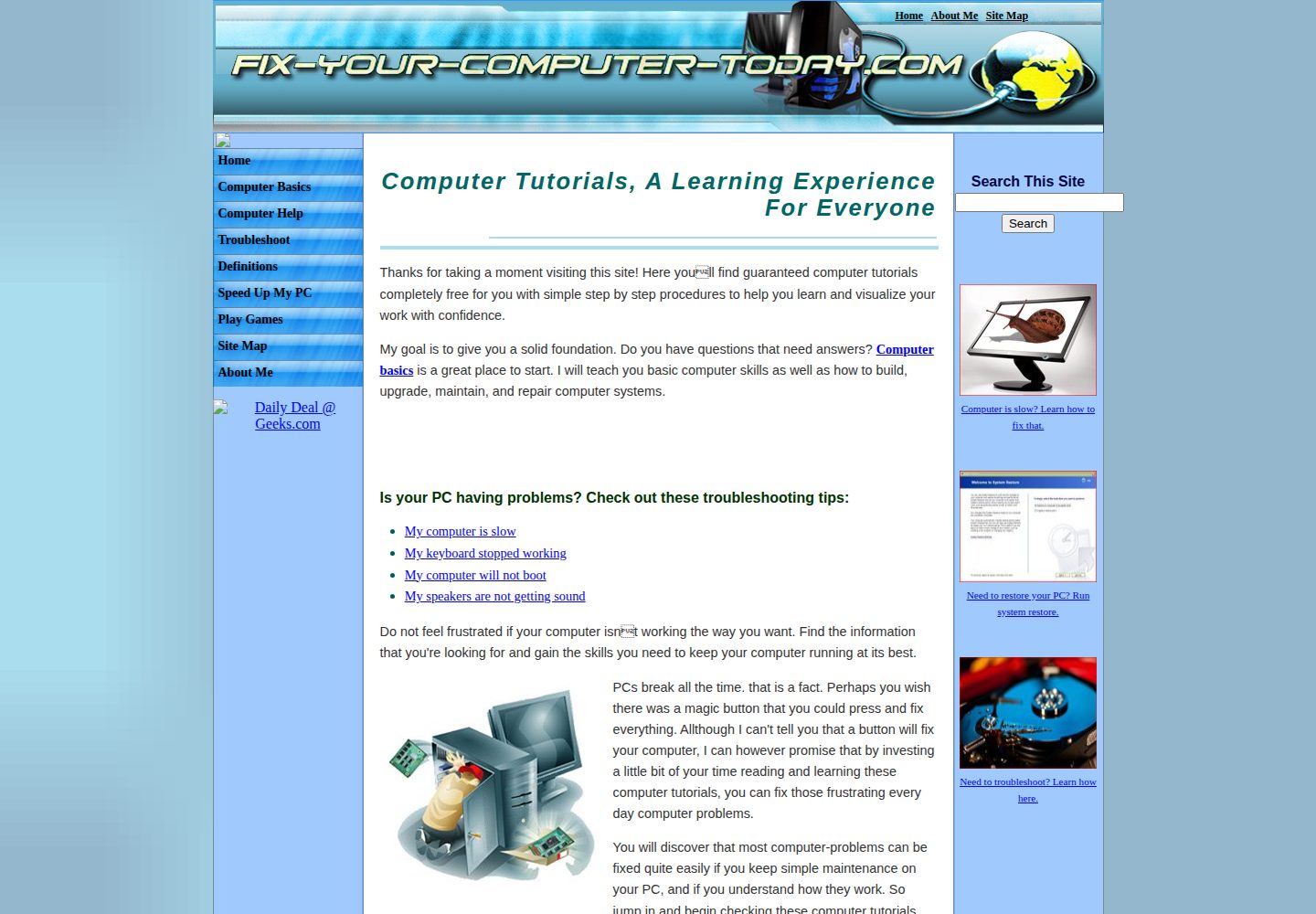 Fix Your Computer Today website screenshot