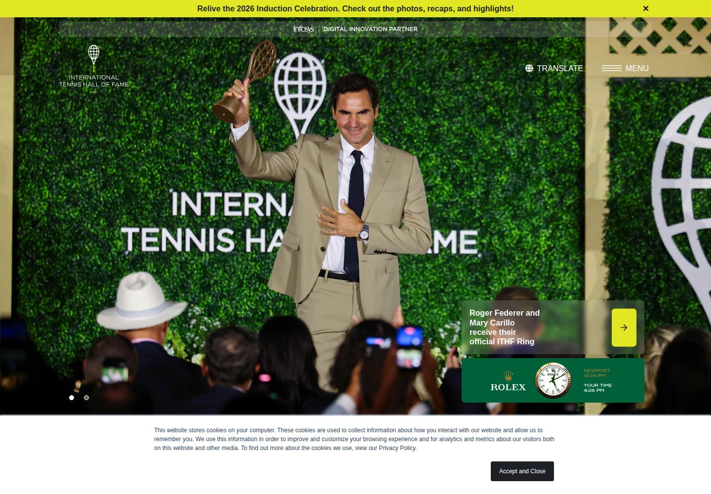 Tennis Fame website screenshot